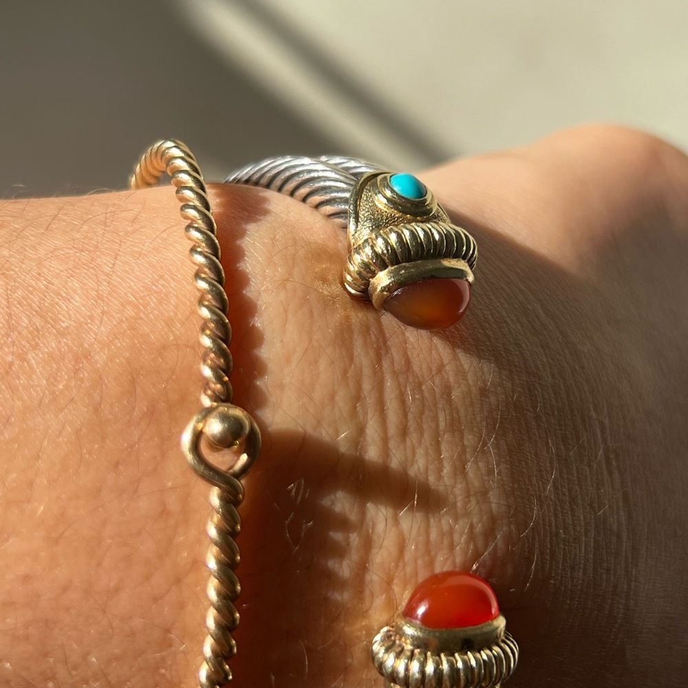 David Yurman 14k gold/925 silver Cuff bracelet - Picture 3 of 15